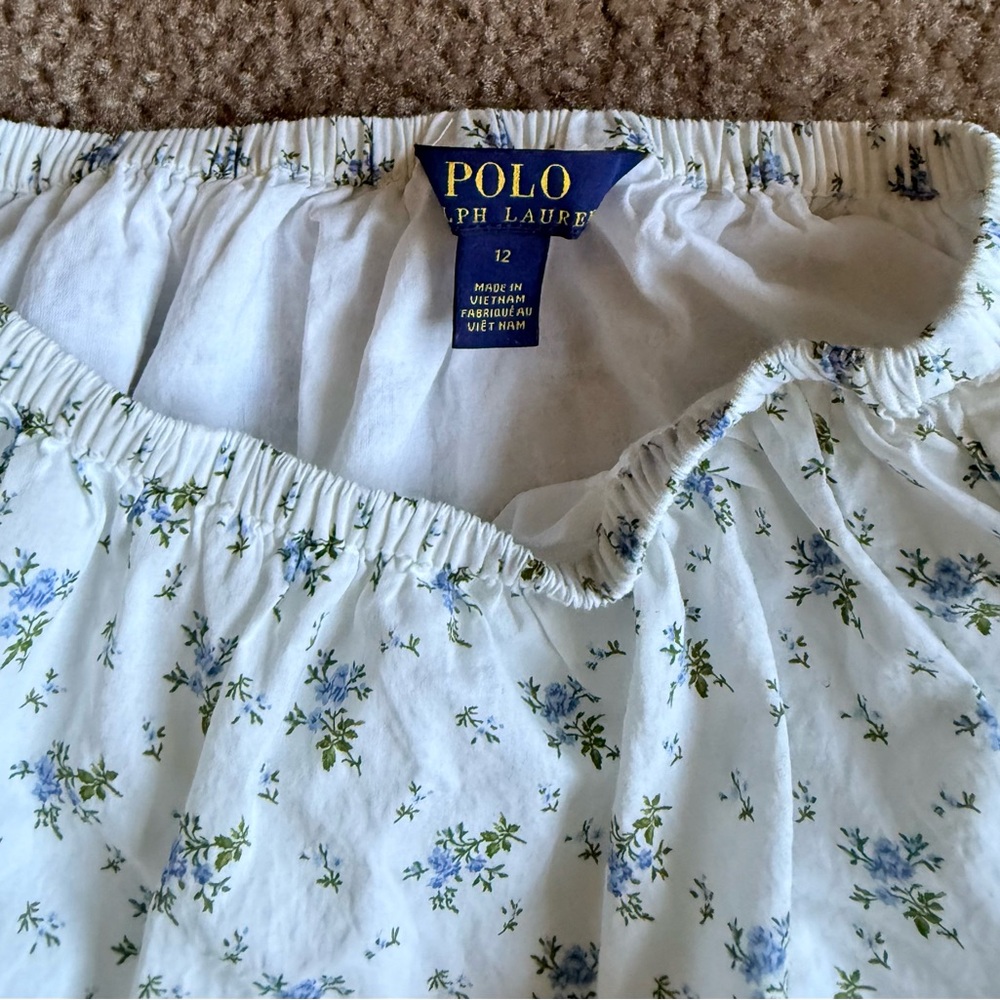 Polo by Ralph Lauren Blue Floral A-Line Skirt cotton girls sz 12 - Picture 2 of 3